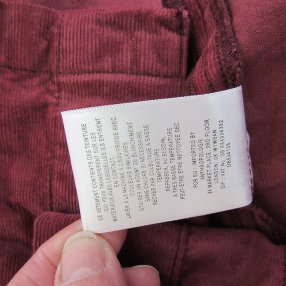 Pilcro and Letterpress Anthropologie Corduroy Skirt Burgundy Knee Size Small - Picture 11 of 13